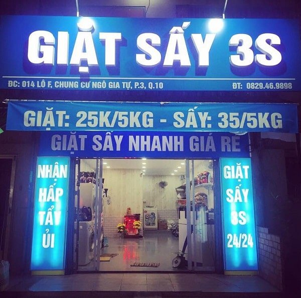 biển quảng cáo cho tiệm giặt sấy