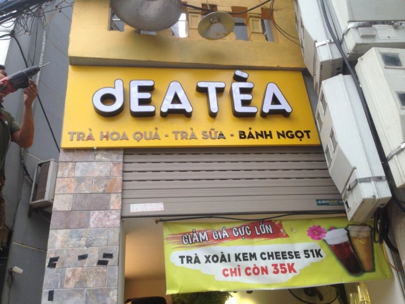 biển quảng cáo quán trà sữa